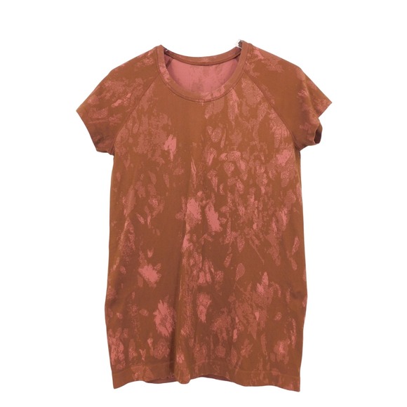 Lululemon Swiftly Tech Short Sleeve Size 10 Strawberry Brown Patterned - Picture 1 of 3